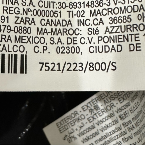 Zara Metallic Stripe Dress Black Silver Notch Collar Beaded Trim - Picture 11 of 11